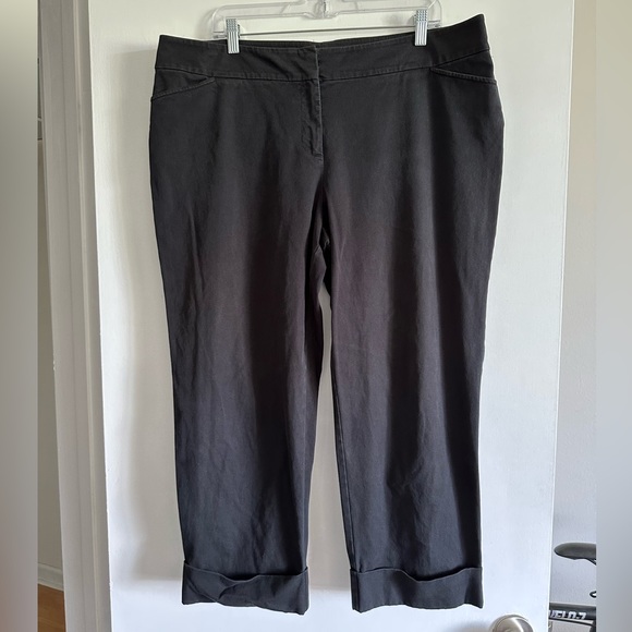 Eileen Fisher Designer Black Cropped Business Casual Stretch Pants size XL EUC - Picture 3 of 8